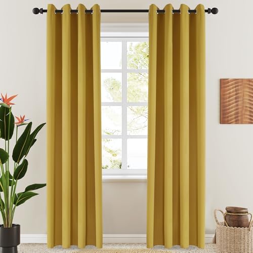LCOOMZEN Blackout Curtains 84 Inch Long 2 Panels Set