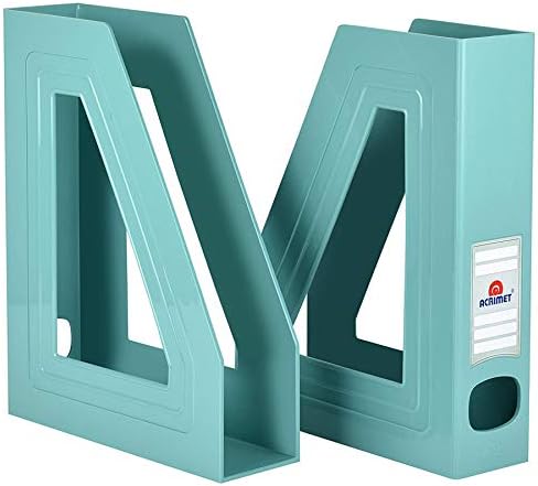 Acrimet Magazine File Holder Durable Rack Space-Saving Organizer 2 Pack Solid Green