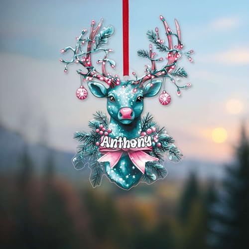 Custom Name Reindeer Hanging Christmas Ornament