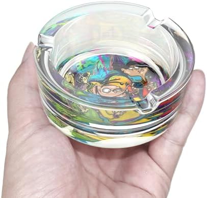 Cute Glass Ashtray with Cartoon Design Yellow
