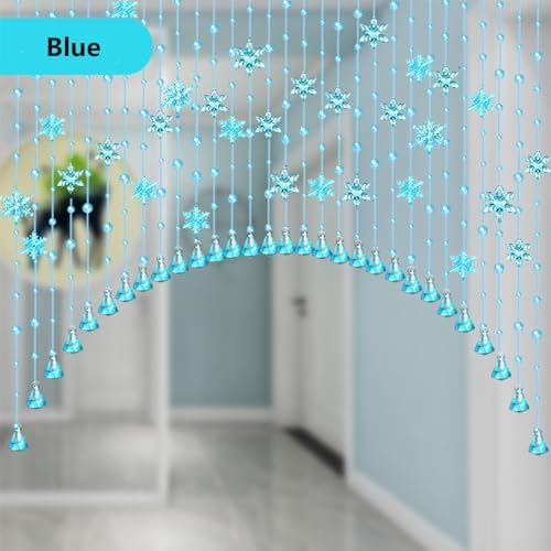 Arched String Beads Door Curtain with Snowflakes