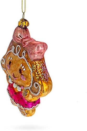 Gingerbread Girl Christmas Glass Ornament