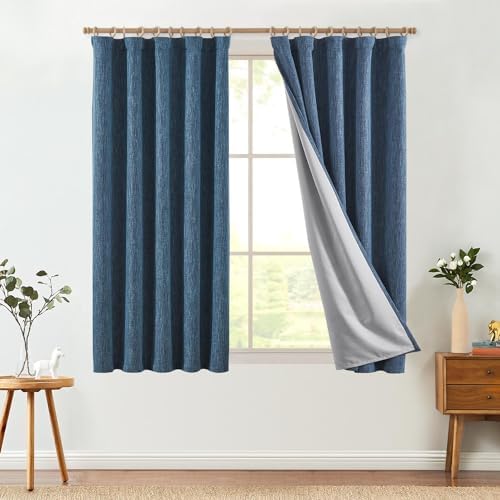 Jinchan Farmhouse Burlap Curtains 2 Panels Blackout Lined
