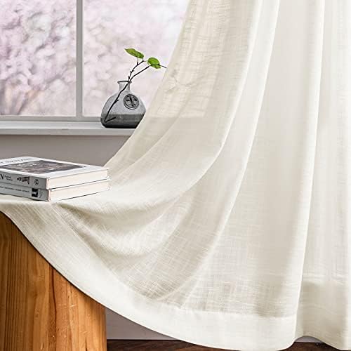 Melodieux Ivory Cream Linen Curtains 63 Inches 2 Panels