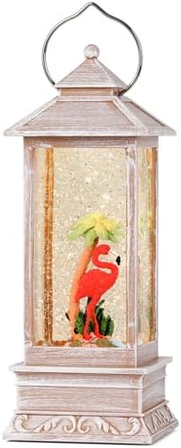 Pink Flamingo Snow Globe Lantern with Timer