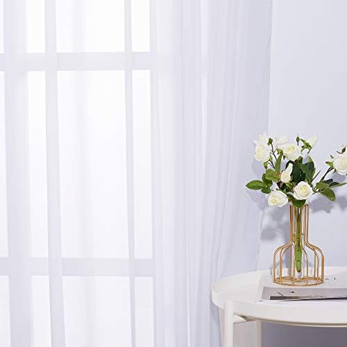 NICETOWN Sheer Curtain for Sliding Glass Door - White 100x96 Inches