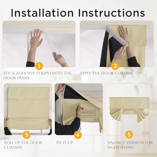 RYB HOME Blackout Curtain Panel for Door Windows