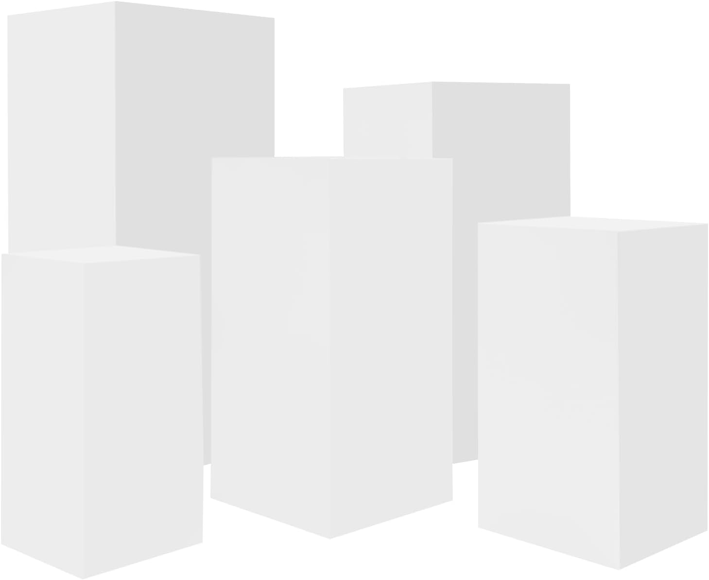 5PCS Metal Square Pedestal Stand White Display Stands for Parties
