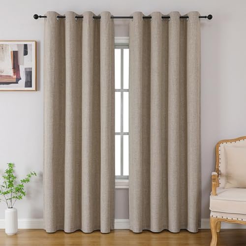 CUCRAF Blackout Curtains 2 Panels Set 52x84 Inch Linen Grommet