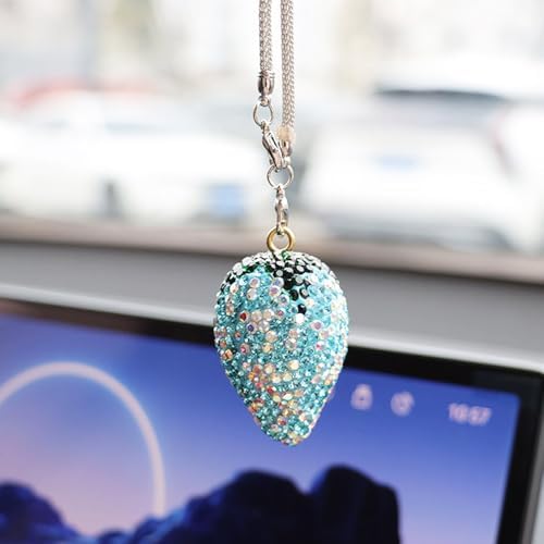 Sparkling Strawberry Car Charm with Crystal and Rhinestones