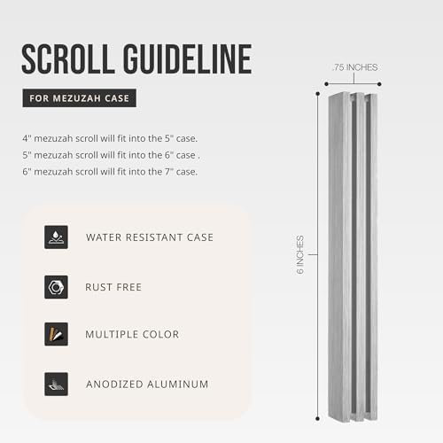 AS Aluminum Mezuzah Case with Scroll - Adi Sidler Design - Silver 6 Inches