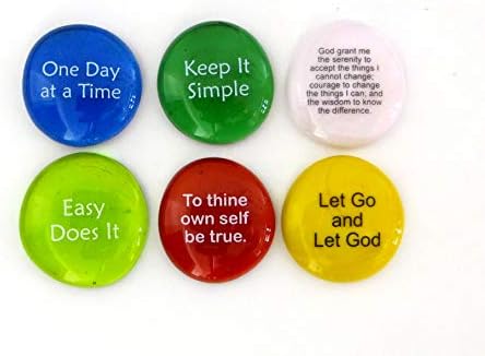 Lifeforce Glass Recovery Stones with 12 Step Sayings