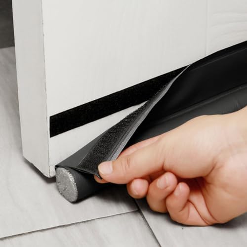 Door Draft Stopper with Velcro Black 38 Inch Length