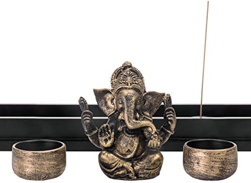MyGift Mini Zen Garden with Ganesh Statue and Candles