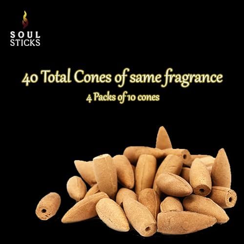 Soul Sticks Backflow Incense Cones - 40PCS White Sage Cleansing Set