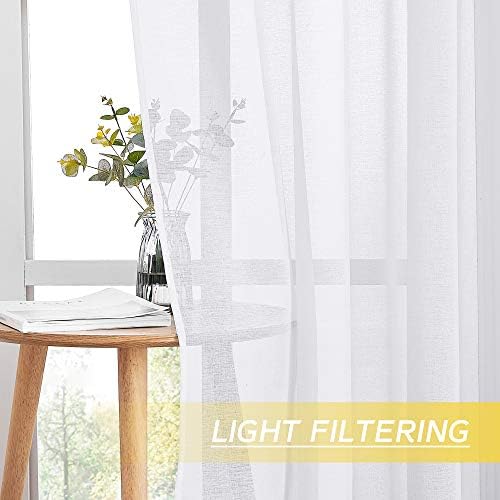 NICETOWN Sheer Curtains for Living Room - Grommet Top Faux Linen 84 Inches