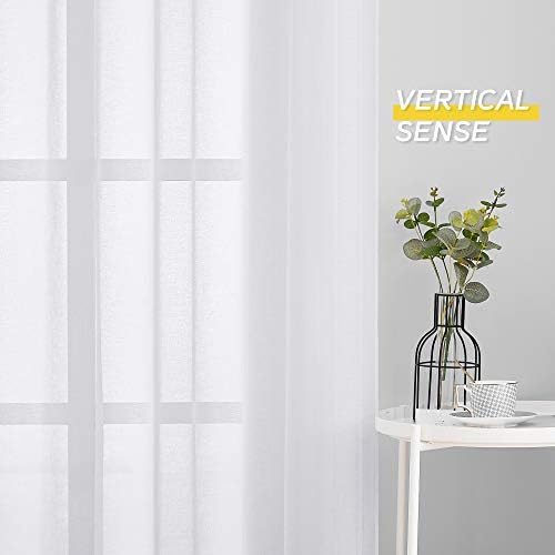 NICETOWN Sheer Curtains for Living Room - Grommet Top Faux Linen 84 Inches