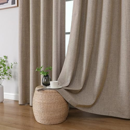 CUCRAF Blackout Curtains 2 Panels Set 52x84 Inch Linen Grommet