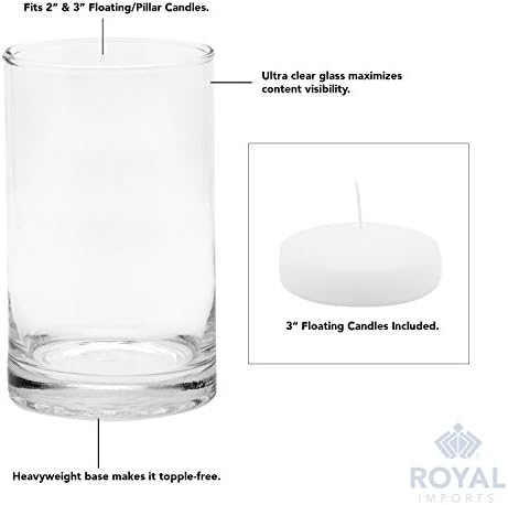 Royal Imports Glass Cylinder Vase Set of 3 - Candle Holder Floating Tealights