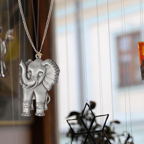 Happy Elephant Pewter Window Hanging Ornament with Satin Finish