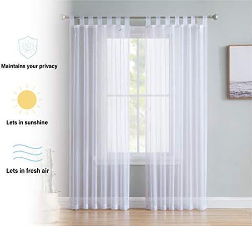 HLC ME White Tab Top Curtain Panels Set of 2