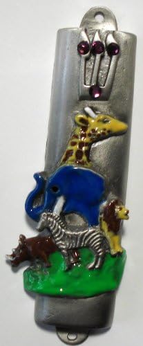 Pewter and Epoxy Mezuzah Noahs Ark Crystal Design