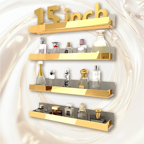4 Pack 15 Inch Gold Reflective Acrylic Shelves