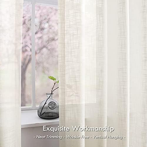 Melodieux Ivory Cream Linen Curtains 63 Inches 2 Panels