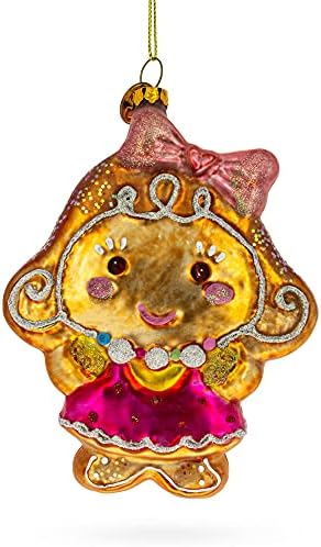 Gingerbread Girl Christmas Glass Ornament