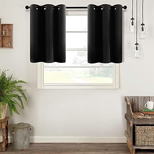 MRTREES Blackout Curtains 2 Panels 34x36 Black Grommet Top