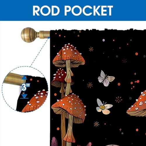 Mushroom Skeleton Curtains for Kids Bedroom