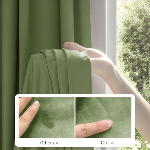 Beauoop Velvet Curtains 72 Inches Long 2 Panels Room Darkening