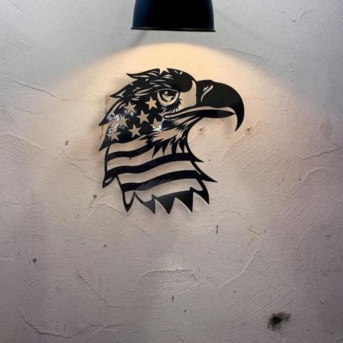 Patriotic Bald Eagle American Flag Metal Wall Art 30 Inches