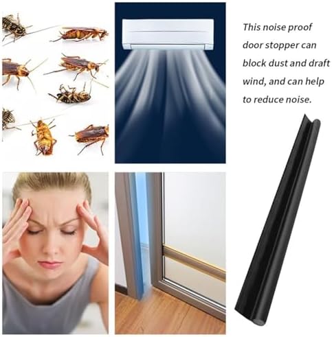 Door Draft Stopper with Velcro Black 38 Inch Length