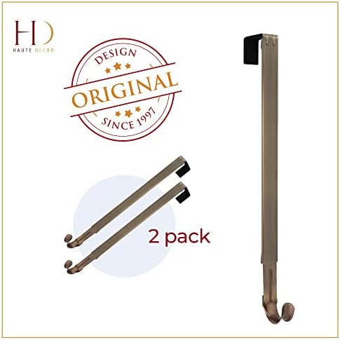Haute Decor Adjustable Wreath Hanger 2 Pack Antique Brass