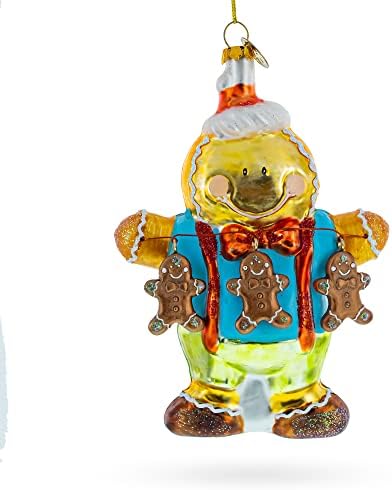 Jolly Gingerbread Man Blown Glass Ornament