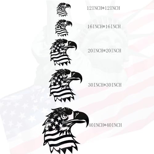 Patriotic Bald Eagle American Flag Metal Wall Art 30 Inches