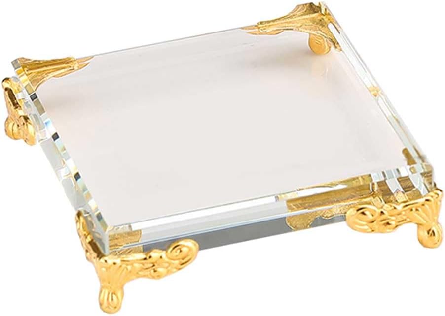 Teensery Crystal Square Display Base with Gold Feet