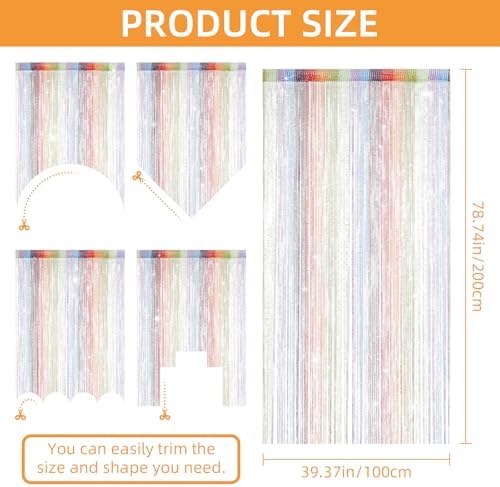 4 Piece Glitter String Curtains Boho Door Divider Decor