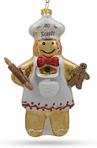 Baking Gingerbread Man Blown Glass Ornament