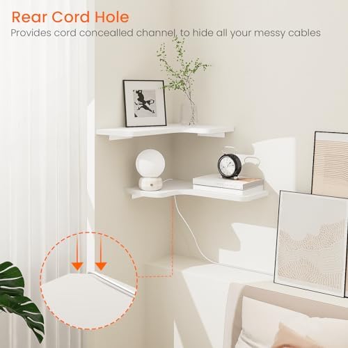 Homode Corner Floating Shelves Set of 3 White