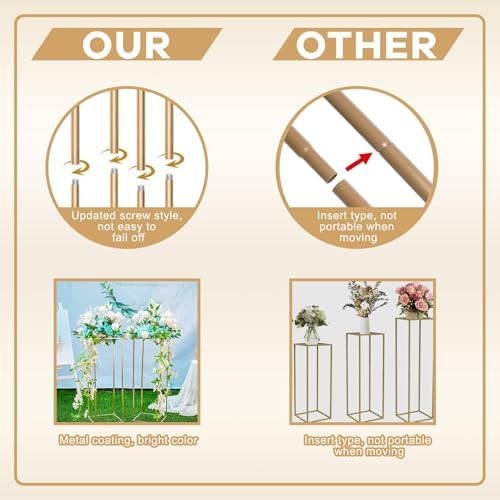 Kapaga 3pcs Gold Metal Plant Stand Display