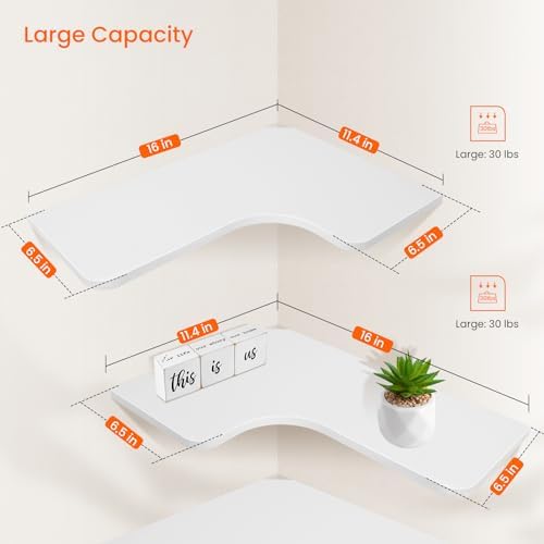 Homode Corner Floating Shelves Set of 3 White
