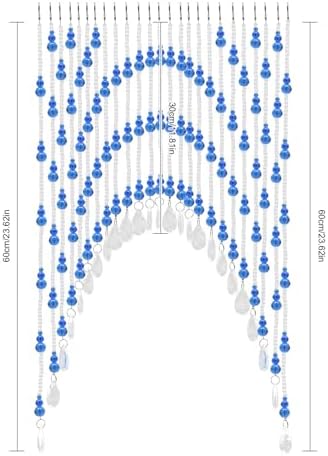 Blue Clear Arched Glass Beaded Curtain for Doorway and Windows