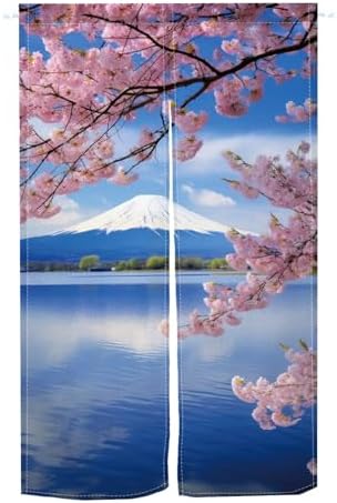Japanese Mount Fuji Noren Door Curtain for Home and Kitchen