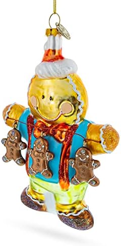 Jolly Gingerbread Man Blown Glass Ornament
