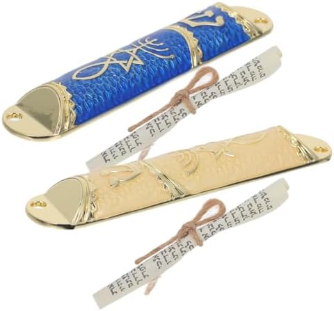 LUOZZY 2 Piece Metal Mezuzah Set with Scrolls