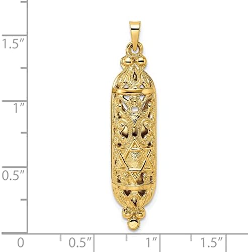 Bijou 14k Yellow Gold Mezuzah Star Pendant