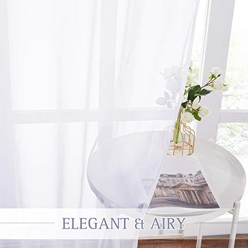 NICETOWN Sheer Curtain for Sliding Glass Door - White 100x96 Inches