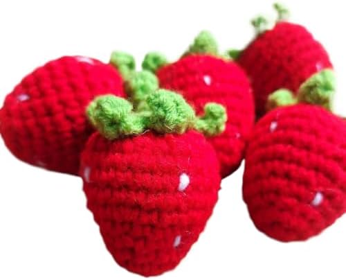 5 Pcs Handmade Woven Strawberry Shape Hanging Decorations